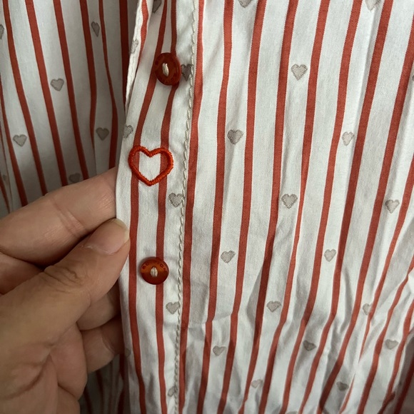 3/$40 Gerry Webber Edition Button Down Shirt Red &White Strip with Heart Details - Picture 6 of 7